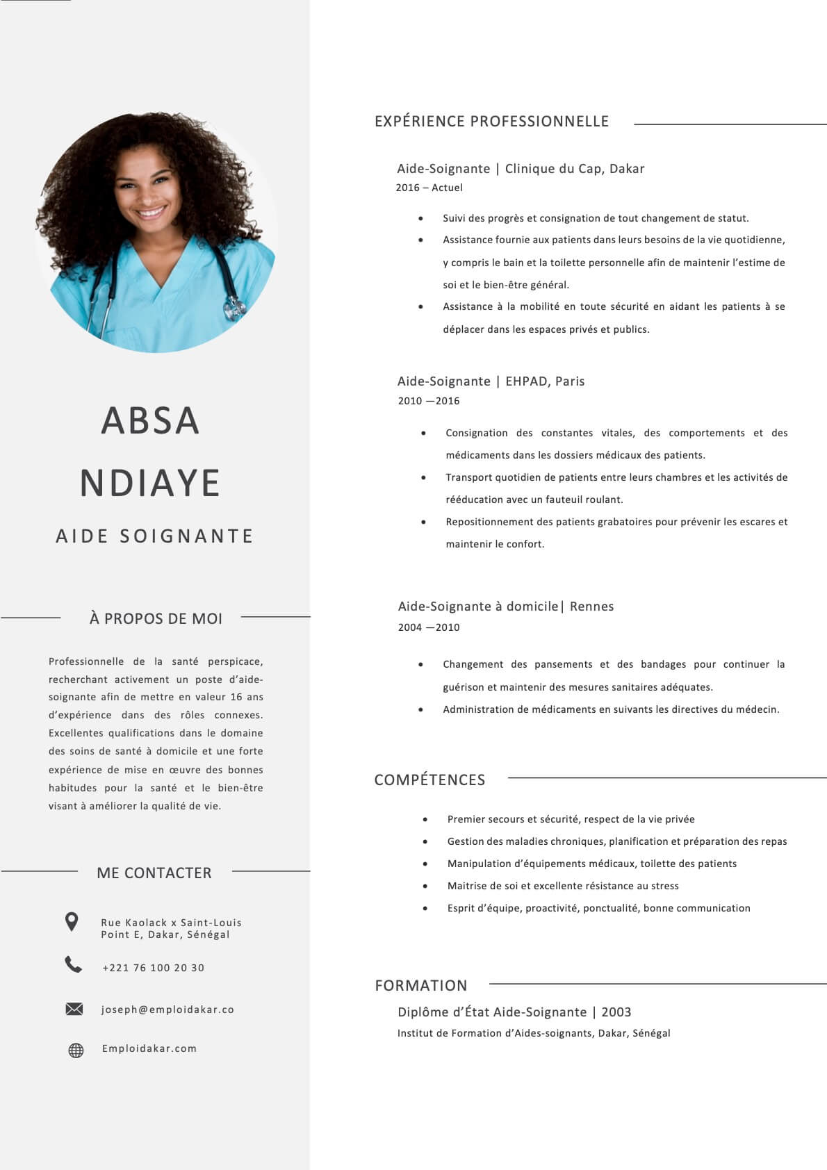 CV Aide Soignante (2 Exemples Gratuits + Guide de Rédaction)