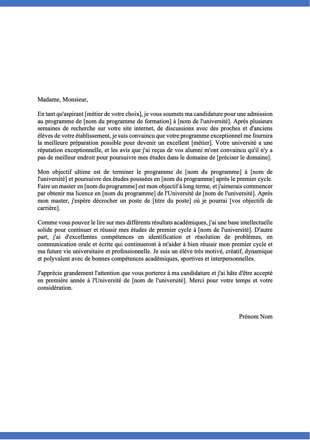 Exemple de Lettre de Motivation Parcoursup à Télécharger (Word et PDF)